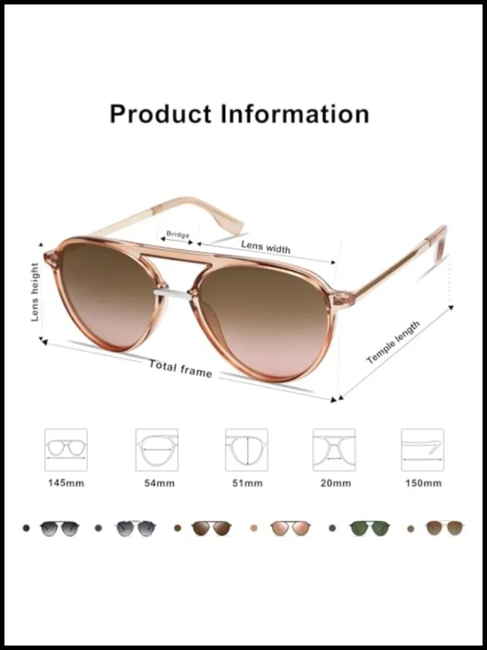 Retro Aviator Polarized Sunglasses Double Bridge Ladies Shades UV Protection